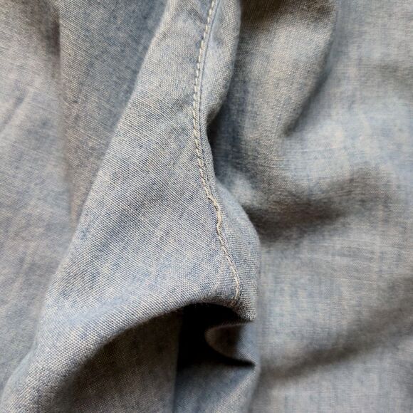 LRL Ralph Lauren Womens 6 Wide Leg Pant Chambray Blue Paperbag Drawstring Pocket - Picture 11 of 13